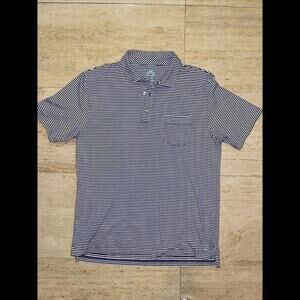 Peter Millar Seaside Wash Polo Shirt M Black White‎ Stripe Stretch